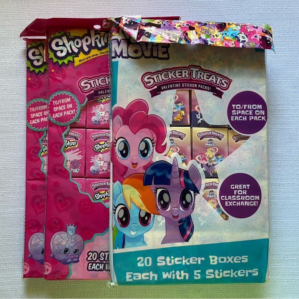 My Little Pony The Movie And Shopkins Valentines Sticker Packs